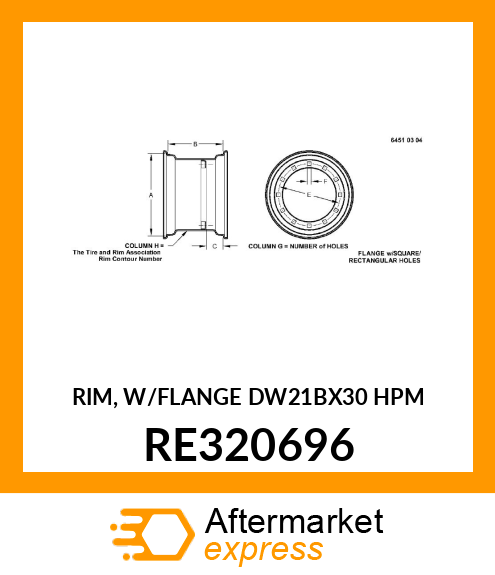 RIM, W/FLANGE DW21BX30 HPM RE320696