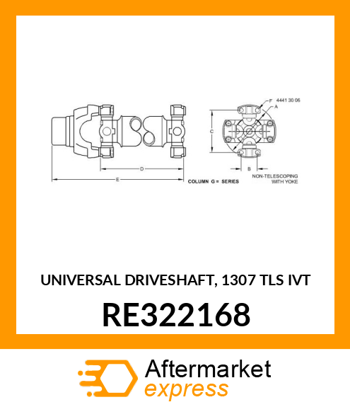 UNIVERSAL DRIVESHAFT, 1307 TLS IVT RE322168