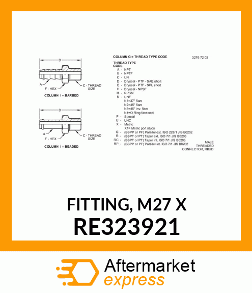 FITTING, M27 X RE323921