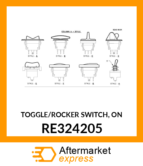 TOGGLE/ROCKER SWITCH, ON RE324205