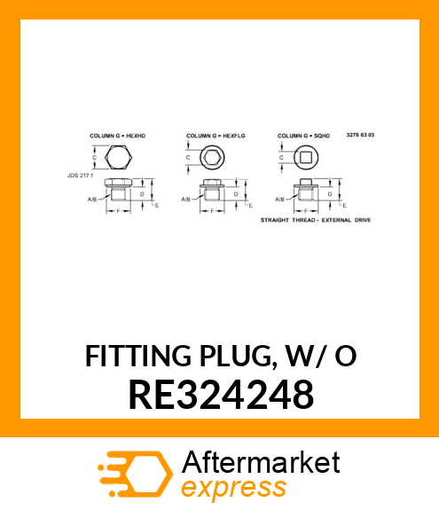 FITTING PLUG, W/ O RE324248