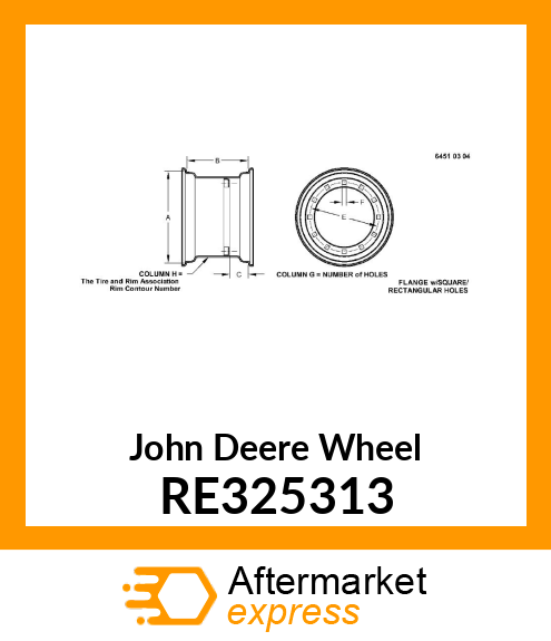 WHEEL, W13X34 W/BLT FLANGE 8P RE325313