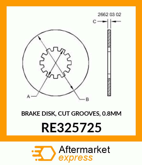 BRAKE DISK, CUT GROOVES, 0.8MM RE325725