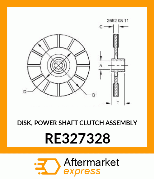 DISK, POWER SHAFT CLUTCH ASSEMBLY RE327328