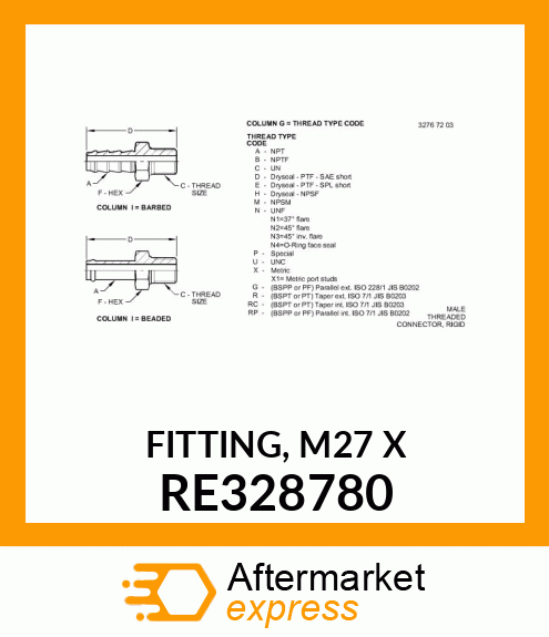 FITTING, M27 X RE328780