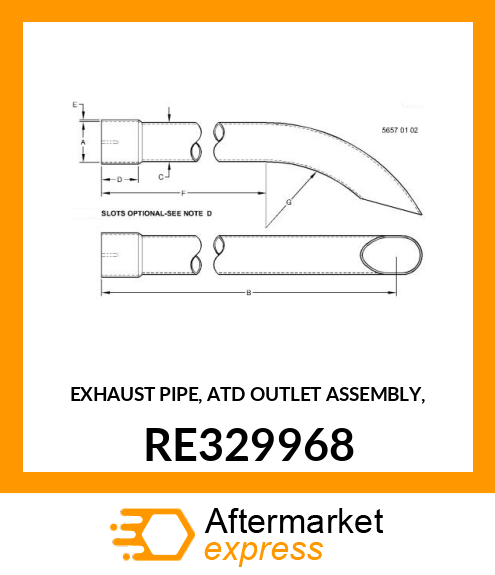 EXHAUST PIPE, ATD OUTLET ASSEMBLY, RE329968