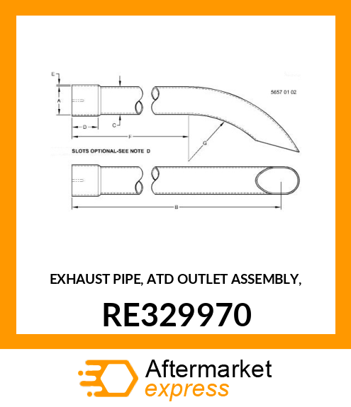 EXHAUST PIPE, ATD OUTLET ASSEMBLY, RE329970