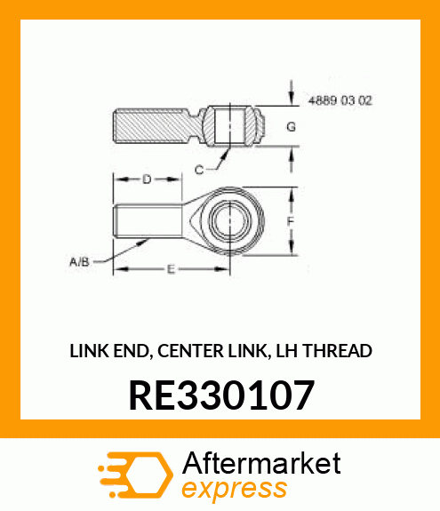 LINK END, CENTER LINK, LH THREAD RE330107