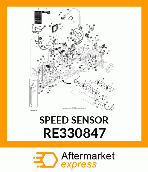 WHEEL SPEED SENSOR, 55MM RE330847