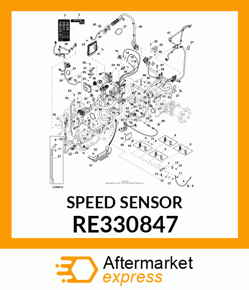 WHEEL SPEED SENSOR, 55MM RE330847