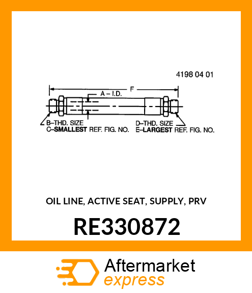 OIL LINE, ACTIVE SEAT, SUPPLY, PRV RE330872