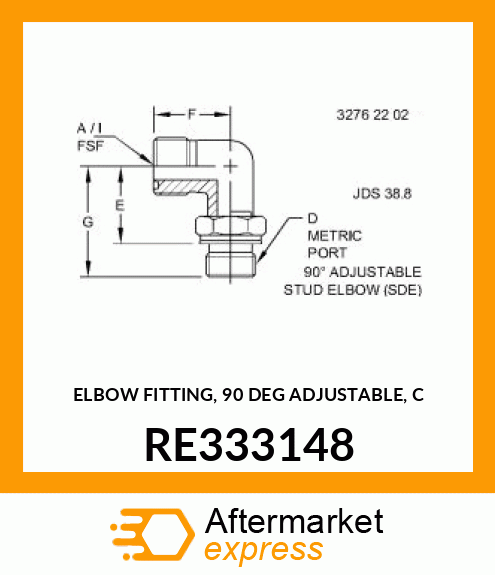 ELBOW FITTING, 90 DEG ADJUSTABLE, C RE333148