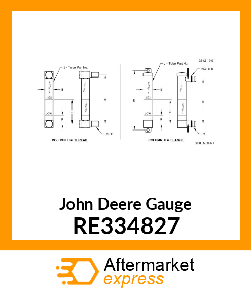 GAUGE, PREMIUM SIGHT GAUGE W/O AUX RE334827