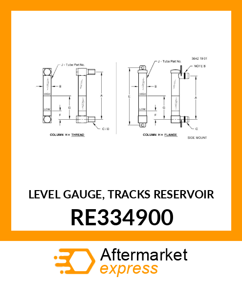 LEVEL GAUGE, TRACKS RESERVOIR RE334900