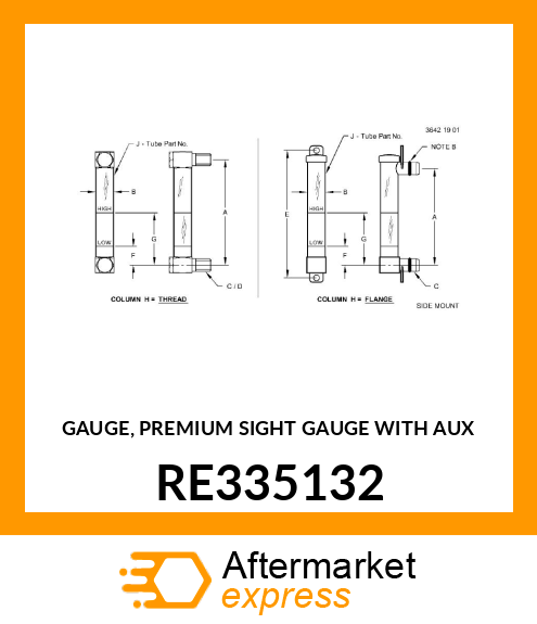 GAUGE, PREMIUM SIGHT GAUGE WITH AUX RE335132