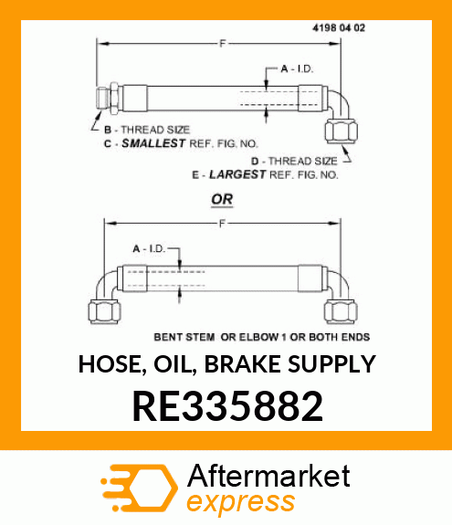 HOSE, OIL, BRAKE SUPPLY RE335882