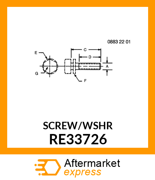 SCREW WITH WASHER, SPECIAL TAPPING RE33726