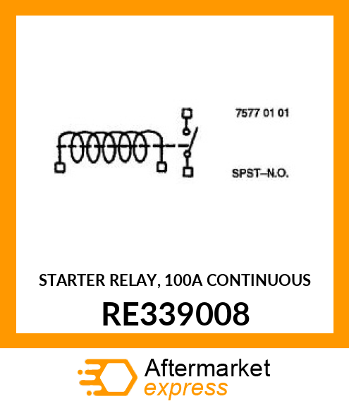 STARTER RELAY, 100A CONTINUOUS RE339008