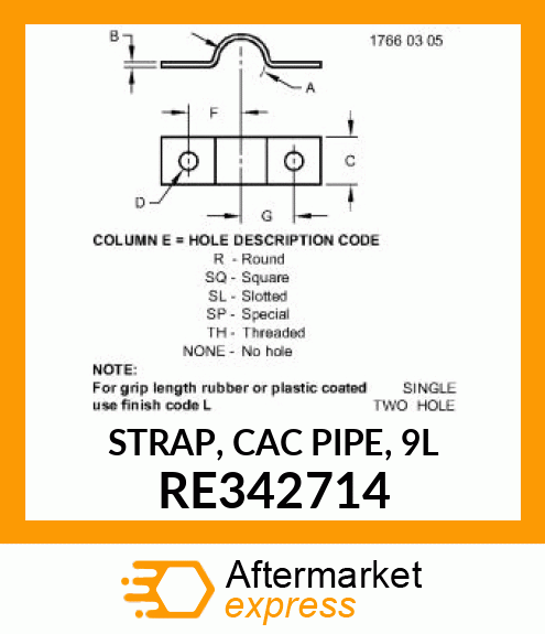 STRAP, CAC PIPE, 9L RE342714