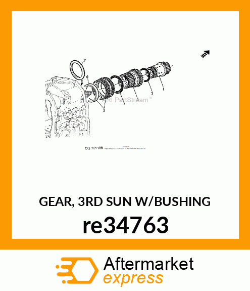 GEAR, 3RD SUN W/BUSHING re34763