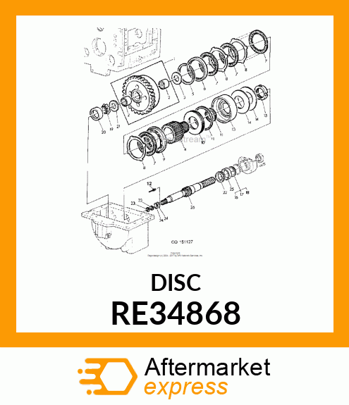 CLUTCH DISK, WITH INNER SPLINE RE34868