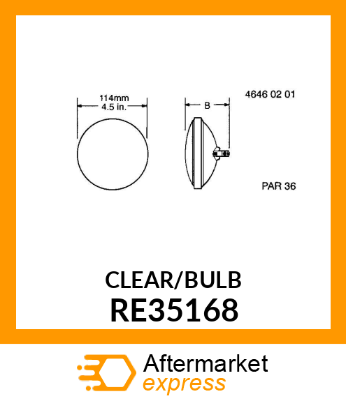 HEADLIGHT, (SERVICE PARTS) RE35168