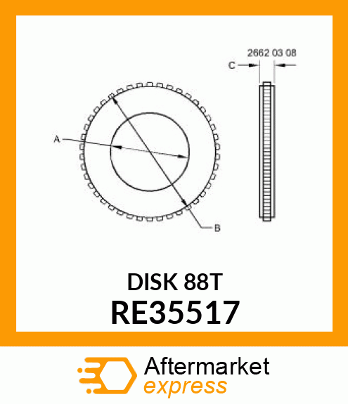 DISK WITH OUTER SPLINE, WITH FACING RE35517