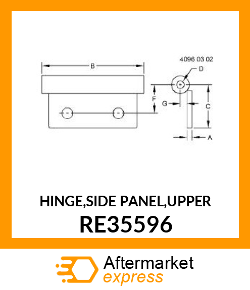 HINGE,SIDE PANEL,UPPER RE35596