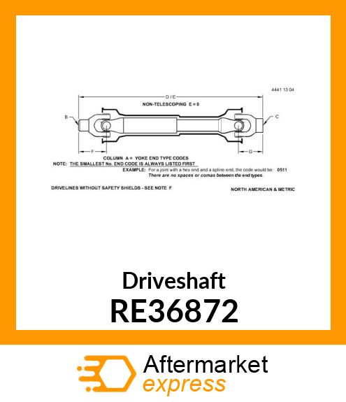 UNIV DRIVESHAFT JOINT AND YOKE,ASSY RE36872