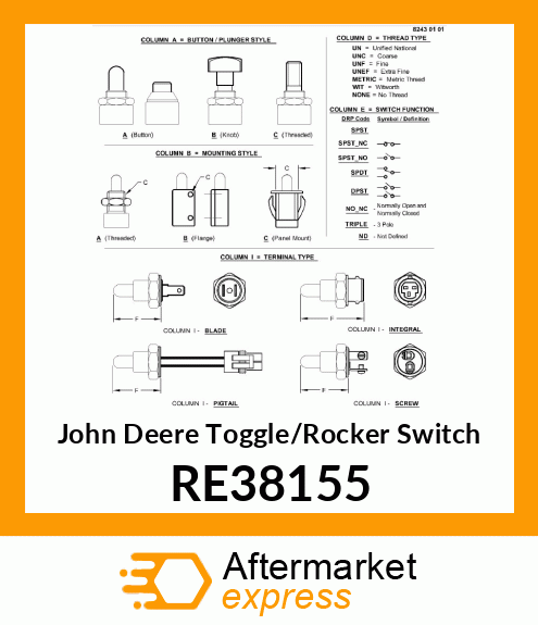 SWITCH, DOME LAMP RE38155