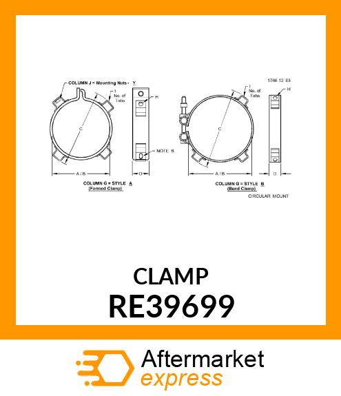 CLAMP, HEAT SHIELD, UPPER RE39699