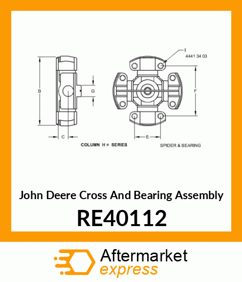 CROSS AND BEARING ASSEMBLY, SIZE 8 RE40112