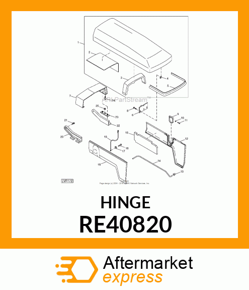 HINGE, ASSEMBLY, RH (HOOD) RE40820