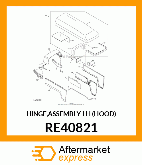 HINGE,ASSEMBLY LH (HOOD) RE40821