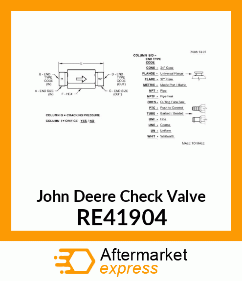 VALVE, CHECK RE41904