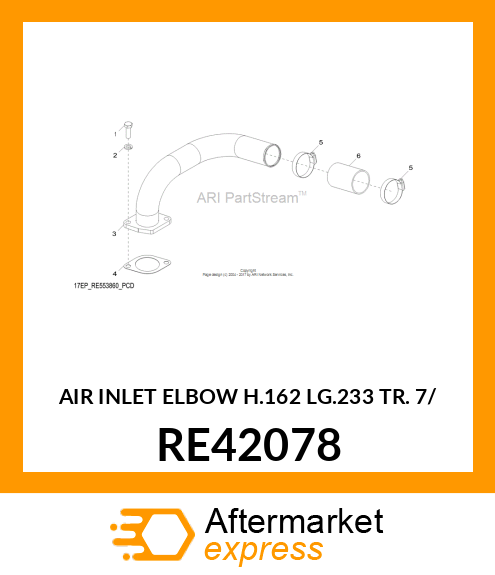 AIR INLET ELBOW H.162 LG.233 TR. 7/ RE42078