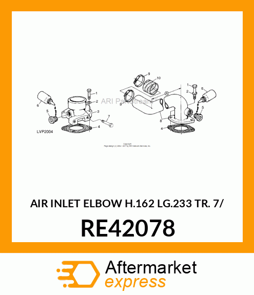 AIR INLET ELBOW H.162 LG.233 TR. 7/ RE42078