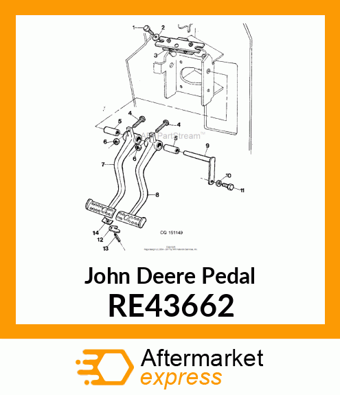 PEDAL, BRAKE, ASSEMBLY, LH RE43662