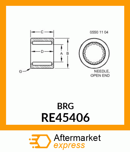 BEARING, NEEDLE, ASSEMBLY RE45406