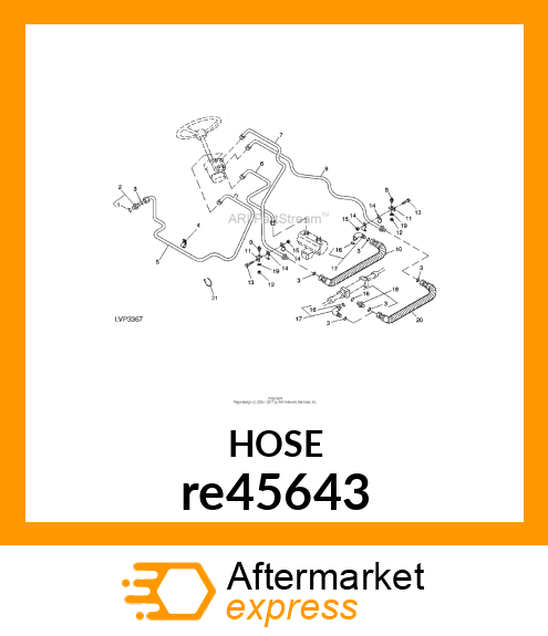 HYDRAULIC HOSE, ASSEMBLY STEERING re45643