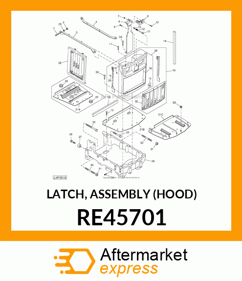 LATCH, ASSEMBLY (HOOD) RE45701