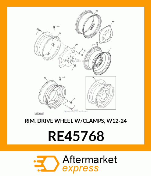 RIM, DRIVE WHEEL W/CLAMPS, W12 RE45768