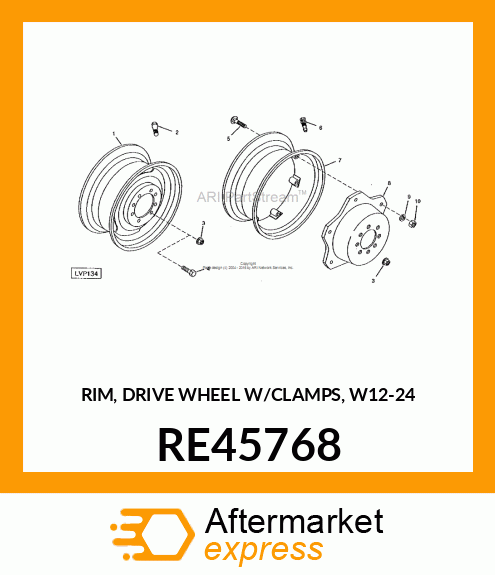 RIM, DRIVE WHEEL W/CLAMPS, W12 RE45768