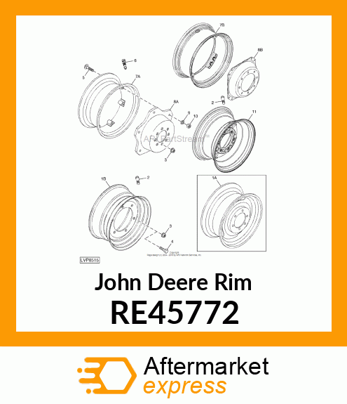 RIM, RIM, DRIVE WHEEL, W/CLAMPS, W8 RE45772