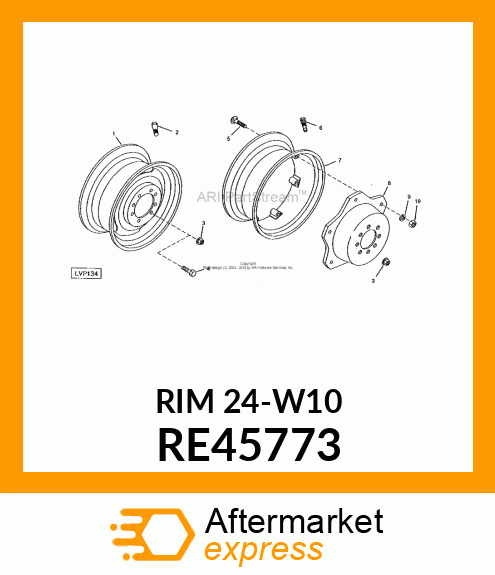 RIM, DRIVE WHEEL W/CLAMPS, W10 RE45773