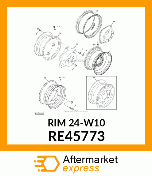 RIM, DRIVE WHEEL W/CLAMPS, W10 RE45773