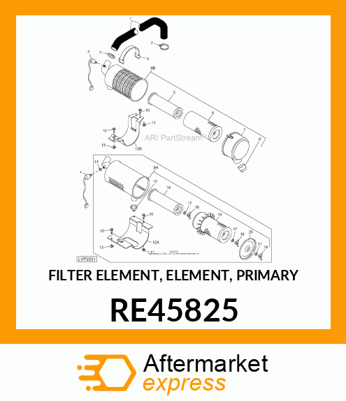 FILTER ELEMENT, ELEMENT, PRIMARY RE45825