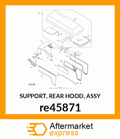 SUPPORT, REAR HOOD, ASSY re45871