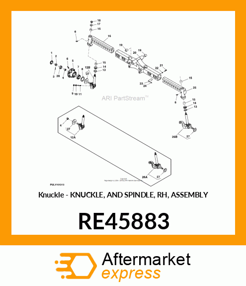 Knuckle - KNUCKLE, AND SPINDLE, RH, ASSEMBLY RE45883