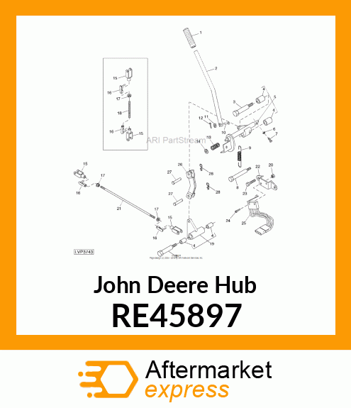 HUB ASSEMBLY, PTO CLUTCH LEVER RE45897